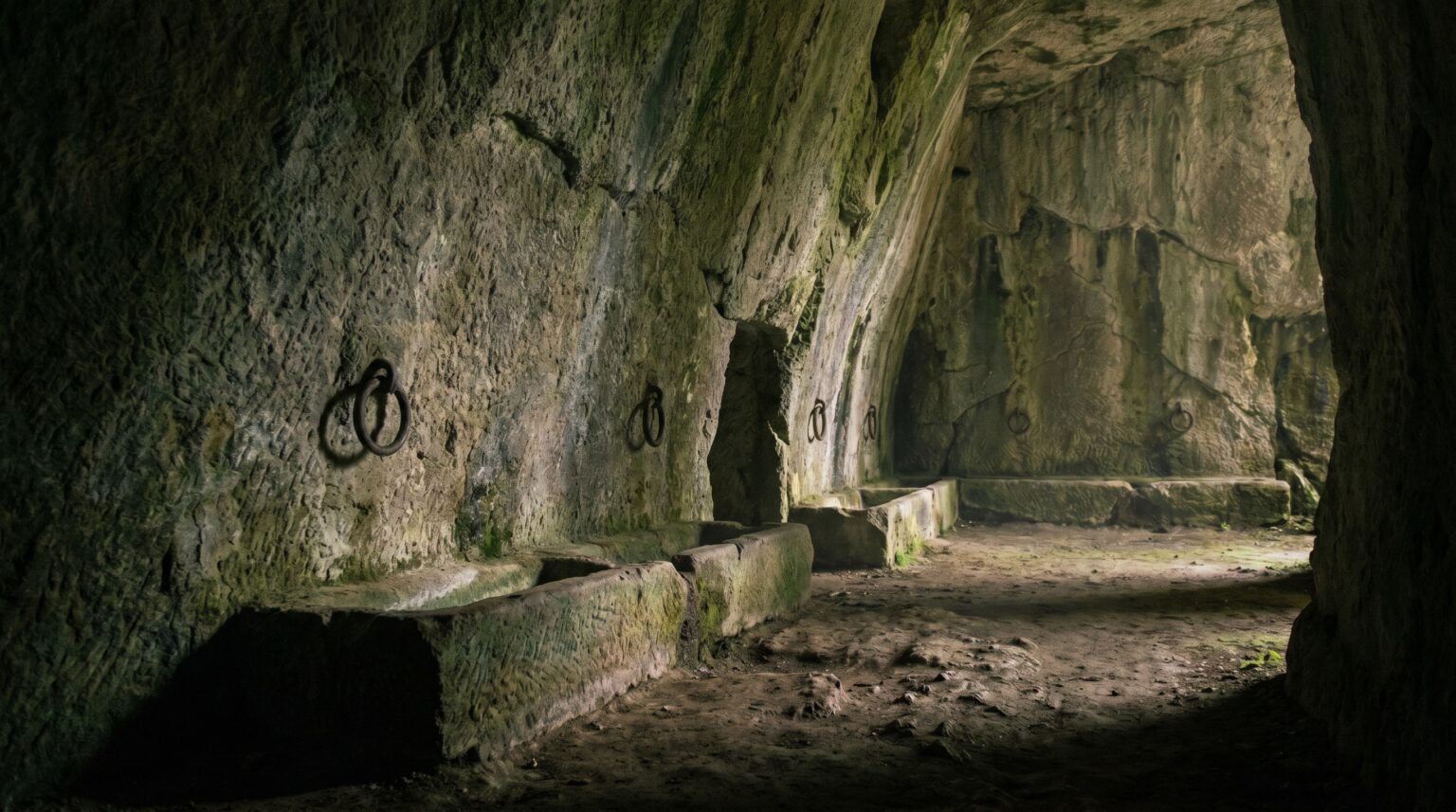 The large carved stone stables used for livestock inside the Derinkuyu Underground City