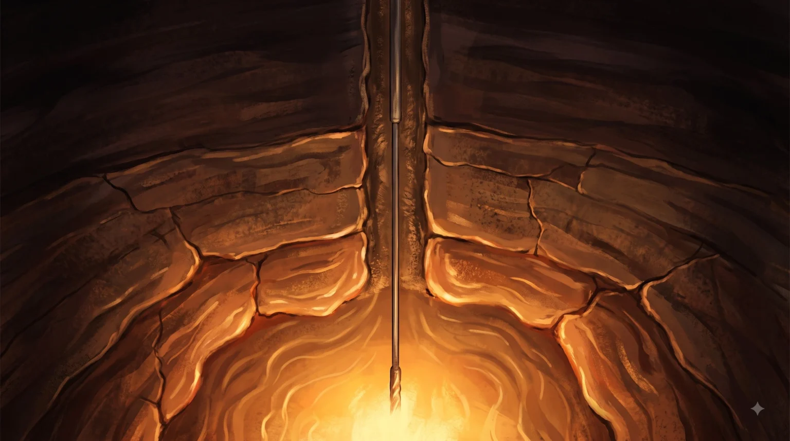Illustration of extreme heat and rock deformation deep inside the Kola Superdeep Borehole