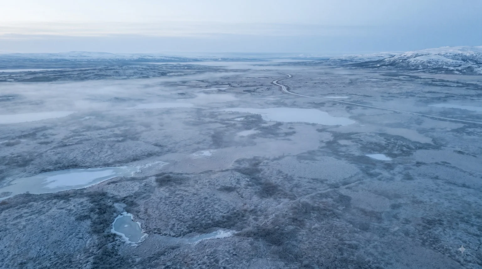 Remote Arctic tundra near the Borehole site in Murmansk Oblast, Russia