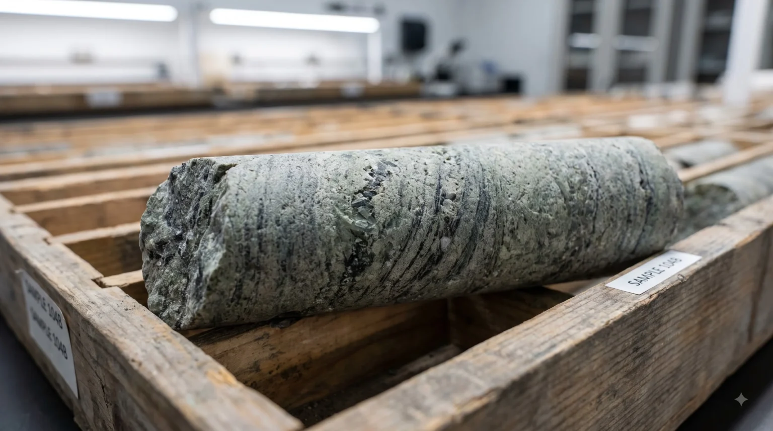 Ancient rock core sample recovered from the Kola Superdeep Borehole, over 2.5 billion years old